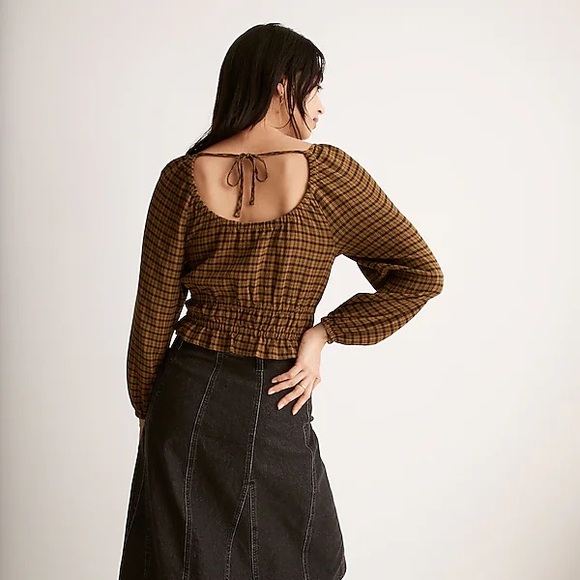 Madewell Tie-Back Cutout Top in Plaid XS - Picture 5 of 5